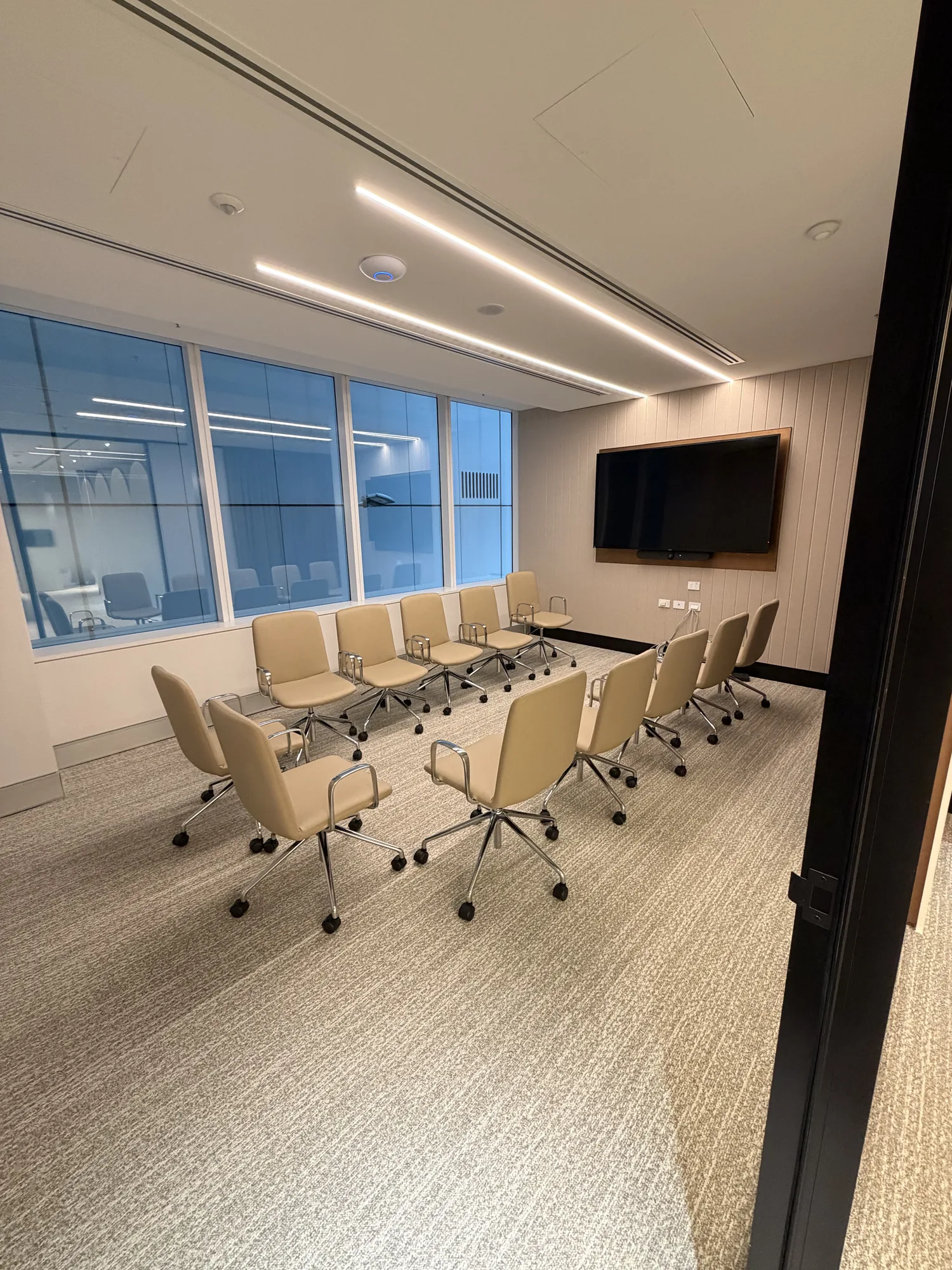 Training-room seating arranged by LOG Transport after an office relocation